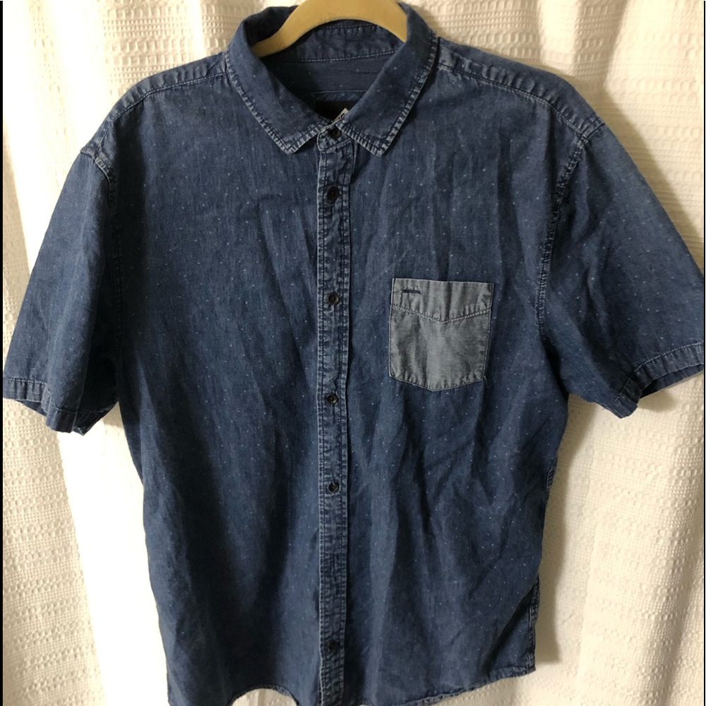 DENIM SHORT SLEEVE BUTTON DOWN CASUAL XL